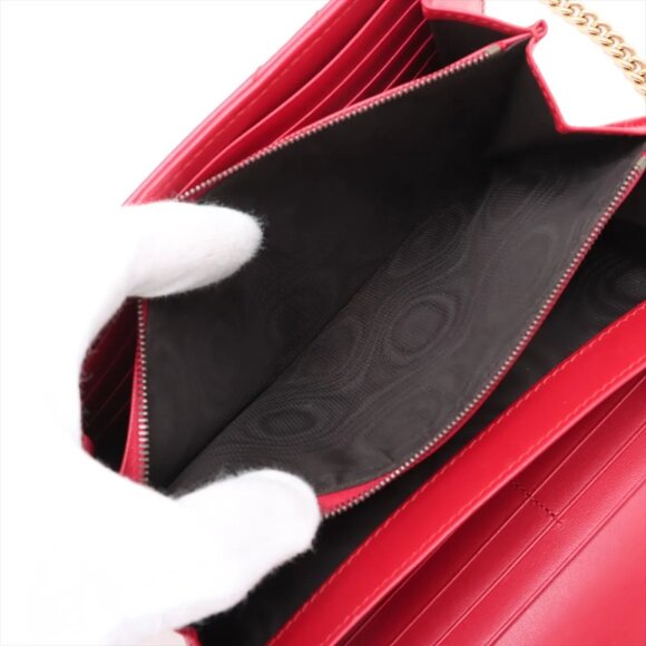 Gucci GG Marmont Leather Chain Wallet Red 474575 - Picture 8 of 12